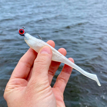 Charlie's Worms Twitchin shad soft bait and red eye jig lure